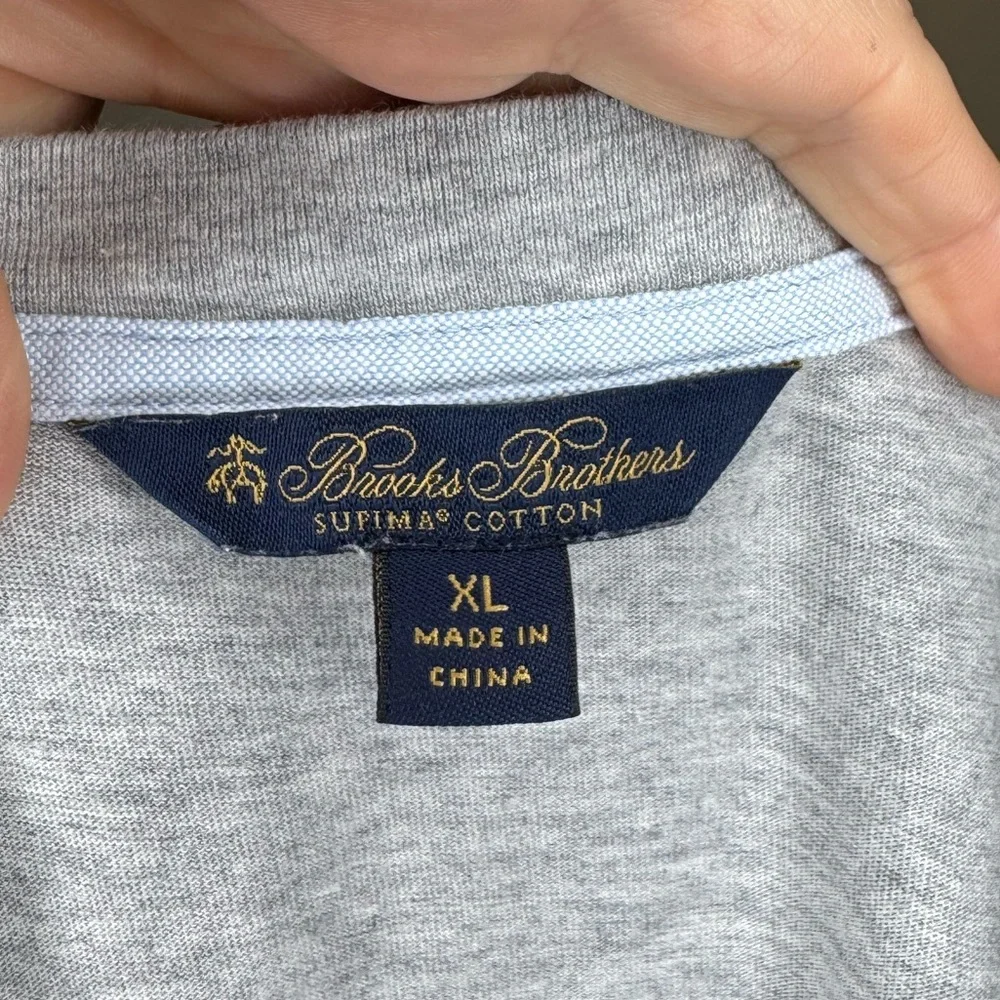 Brooks Brothers Supima Cotton T-Shirt Gray Crewneck Tee Size XL - Picture 2 of 5